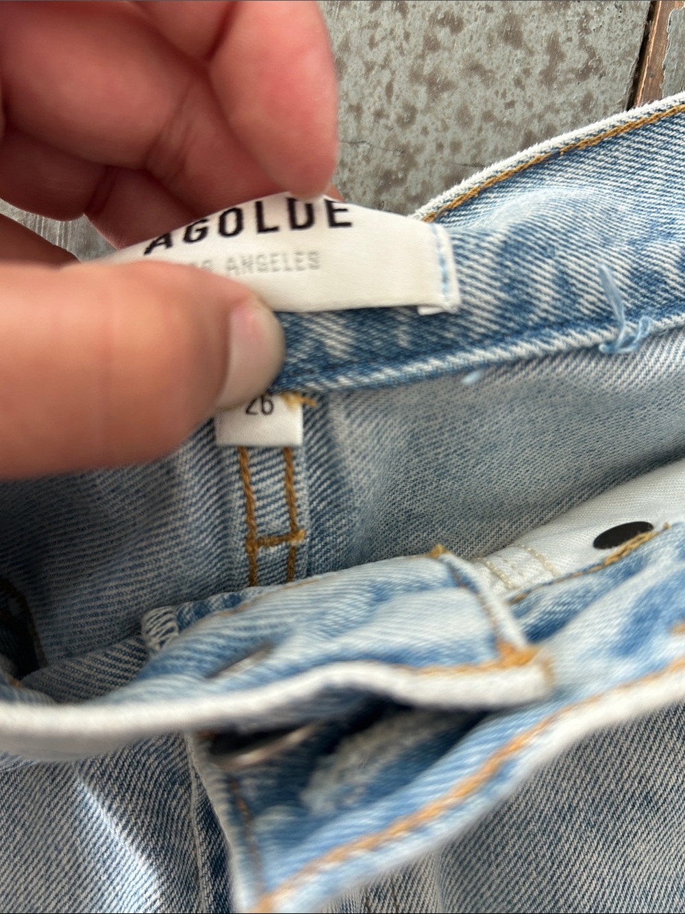 Agolde Parker Vintage Cut Off Long Blue Distressed Jean Shorts Size 26 - Picture 11 of 12